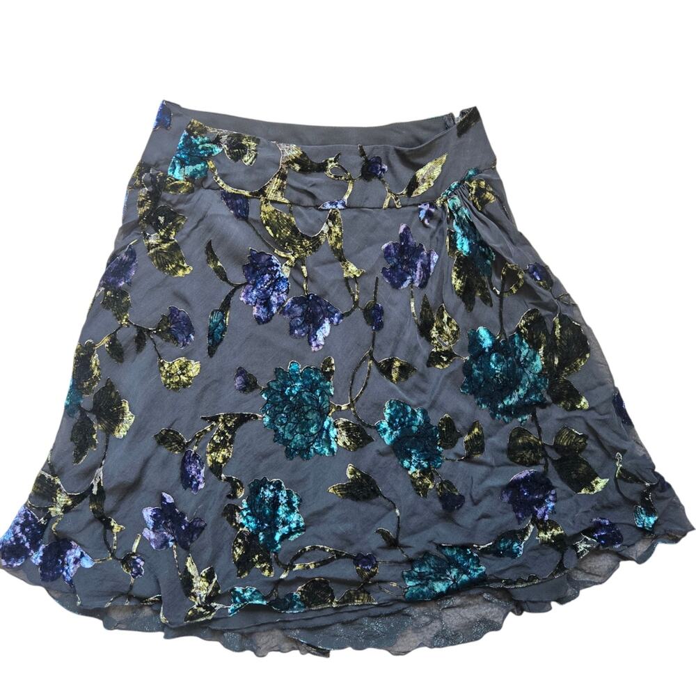 Vintage Fairy Grunge Women Slip Skirt Crushed Velvet Floral Whimsigoth Silk 8